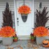 imageAmyHomie 20 Bundles Artificial Flowers for Outdoor Outside Spring Summer Decoration UV Resistant Faux Flowers No Fade Fake Plastic Plants Garden Porch Window Box DecoratingFall Orangeeucalyptus