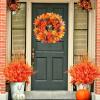 imageAmyHomie 20 Bundles Artificial Flowers for Outdoor Outside Spring Summer Decoration UV Resistant Faux Flowers No Fade Fake Plastic Plants Garden Porch Window Box DecoratingOrangeeucalyptus