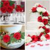 imageAmyHomie Artificial Flower Ivory Rose 25pcs Real Looking Fake Roses wStem for DIY Wedding Bouquets Centerpieces Arrangements Party Baby Shower Home DecorationsDark Red