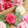 imageAmyHomie Artificial Flower Ivory Rose 25pcs Real Looking Fake Roses wStem for DIY Wedding Bouquets Centerpieces Arrangements Party Baby Shower Home DecorationsSeriesa Red