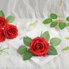 imageAmyHomie Artificial Flower Ivory Rose 25pcs Real Looking Fake Roses wStem for DIY Wedding Bouquets Centerpieces Arrangements Party Baby Shower Home DecorationsRed