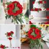 imageAmyHomie Artificial Flower Ivory Rose 25pcs Real Looking Fake Roses wStem for DIY Wedding Bouquets Centerpieces Arrangements Party Baby Shower Home DecorationsDark Red