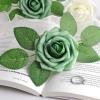 imageAmyHomie Artificial Flower Ivory Rose 25pcs Real Looking Fake Roses wStem for DIY Wedding Bouquets Centerpieces Arrangements Party Baby Shower Home DecorationsShades of Forest Green