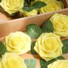 imageAmyHomie Artificial Flower Ivory Rose 25pcs Real Looking Fake Roses wStem for DIY Wedding Bouquets Centerpieces Arrangements Party Baby Shower Home DecorationsYellow