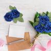imageAmyHomie Artificial Flower Ivory Rose 25pcs Real Looking Fake Roses wStem for DIY Wedding Bouquets Centerpieces Arrangements Party Baby Shower Home DecorationsRoyal Blue