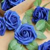 imageAmyHomie Artificial Flower Ivory Rose 25pcs Real Looking Fake Roses wStem for DIY Wedding Bouquets Centerpieces Arrangements Party Baby Shower Home DecorationsRoyal Blue