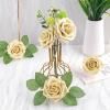imageAmyHomie Artificial Flower Ivory Rose 25pcs Real Looking Fake Roses wStem for DIY Wedding Bouquets Centerpieces Arrangements Party Baby Shower Home DecorationsBeige
