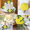 imageAmyHomie Artificial Flower Ivory Rose 25pcs Real Looking Fake Roses wStem for DIY Wedding Bouquets Centerpieces Arrangements Party Baby Shower Home DecorationsYellow