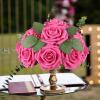 imageAmyHomie Artificial Flower Ivory Rose 25pcs Real Looking Fake Roses wStem for DIY Wedding Bouquets Centerpieces Arrangements Party Baby Shower Home DecorationsHot Pink