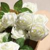 imageAmyHomie Artificial Flower Ivory Rose 25pcs Real Looking Fake Roses wStem for DIY Wedding Bouquets Centerpieces Arrangements Party Baby Shower Home DecorationsIvory