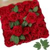 imageAmyHomie Artificial Flower Ivory Rose 25pcs Real Looking Fake Roses wStem for DIY Wedding Bouquets Centerpieces Arrangements Party Baby Shower Home DecorationsDark Red