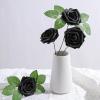imageAmyHomie Artificial Flower Ivory Rose 25pcs Real Looking Fake Roses wStem for DIY Wedding Bouquets Centerpieces Arrangements Party Baby Shower Home DecorationsBlack