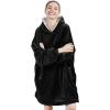 imageAmyHomie Blanket SweatshirtOversized Sherpa Hooded Blanket HoodieFleecehug Hoodie Wearable Blanket for Women Men KidsBlack