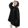 imageAmyHomie Blanket SweatshirtOversized Sherpa Hooded Blanket HoodieFleecehug Hoodie Wearable Blanket for Women Men KidsBlack