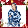 imageAmyHomie Blanket SweatshirtOversized Sherpa Hooded Blanket HoodieFleecehug Hoodie Wearable Blanket for Women Men KidsBlue Tie Dye