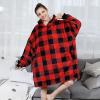 imageAmyHomie Blanket SweatshirtOversized Sherpa Hooded Blanket HoodieFleecehug Hoodie Wearable Blanket for Women Men KidsRed Plaid