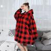 imageAmyHomie Blanket SweatshirtOversized Sherpa Hooded Blanket HoodieFleecehug Hoodie Wearable Blanket for Women Men KidsRed Plaid