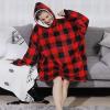 imageAmyHomie Blanket SweatshirtOversized Sherpa Hooded Blanket HoodieFleecehug Hoodie Wearable Blanket for Women Men KidsRed Plaid