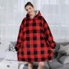 imageAmyHomie Blanket SweatshirtOversized Sherpa Hooded Blanket HoodieFleecehug Hoodie Wearable Blanket for Women Men KidsRed Plaid