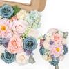 imageAmyHomie Blush Champagne Artificial Flowers Combo Silk Mix Peony Rose Fake Flowers wStem for DIY Wedding Bouquets Centerpieces Arrangements Table Fall Decor Party Bridal Baby Shower Home DecorationsBlue Pink