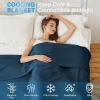 imageAmyHomie Cooling Blanket Queen Size 100 Rayon Derived from Bamboo Cool Summer Blanket for Hot Sleepers Soft Comfy Lightweight Checkered Blankets for All SeasonsTangerine Pink 90x90Navy