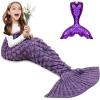 imageAmyHomie Mermaid Tail Blanket Soft Crochet Sleeping Bag Blanket for Kids Adults Mermaid Gift for GirlsRainbowKidsFish Scale Purple