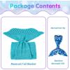 imageAmyHomie Mermaid Tail Blanket Soft Crochet Sleeping Bag Blanket for Kids Adults Mermaid Gift for GirlsRainbowKidsLight Blue