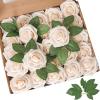 imageAmyHomie Artificial Flower Ivory Rose 25pcs Real Looking Fake Roses wStem for DIY Wedding Bouquets Centerpieces Arrangements Party Baby Shower Home DecorationsChampagne