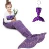 imageAmyHomie Mermaid Tail Blanket Kids Soft Blanket Crochet Mermaid Sleeping Bag Mermaid Gift for GirlsFish Scales Purple KidsPurple Xin