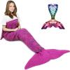 imageAmyHomie Mermaid Tail Blanket Kids Soft Blanket Crochet Mermaid Sleeping Bag Mermaid Gift for GirlsFish Scales Purple KidsRainbow