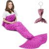imageAmyHomie Mermaid Tail Blanket Soft Crochet Sleeping Bag Blanket for Kids Adults Mermaid Gift for GirlsRainbowKidsScalepink