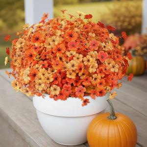 imageAmyHomie 20 Bundles Artificial Flowers for Outdoor Outside Spring Summer Decoration UV Resistant Faux Flowers No Fade Fake Plastic Plants Garden Porch Window Box DecoratingFall Orange Yellow