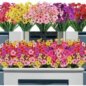imageAmyHomie 20 Bundles Artificial Flowers for Outdoor Outside Spring Summer Decoration UV Resistant Faux Flowers No Fade Fake Plastic Plants Garden Porch Window Box DecoratingAmulti
