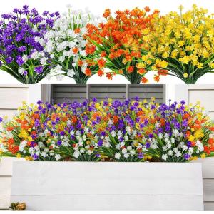 imageAmyHomie 20 Bundles Artificial Flowers for Outdoor Outside Spring Summer Decoration UV Resistant Faux Flowers No Fade Fake Plastic Plants Garden Porch Window Box DecoratingMix Color