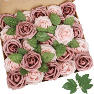 imageAmyHomie Artificial Flower Ivory Rose 25pcs Real Looking Fake Roses wStem for DIY Wedding Bouquets Centerpieces Arrangements Party Baby Shower Home DecorationsWarm Taupe  Nude