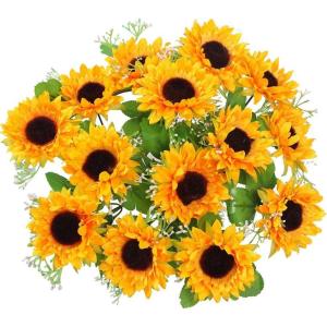 imageAmyHomie Artificial Flowers Artificial Sunflower Bouquets Fake Flowers for Baby Shower Home Decoration Wedding Decor Bride Holding Flowers DIY Garden Craft Art Decor