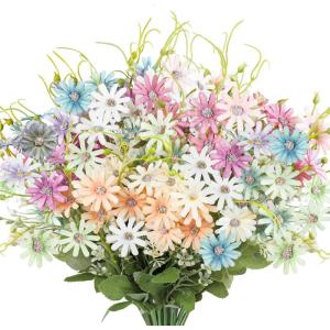 imageAmyHomie Artificial Flowers10 pcs Silk Daisy Artificial Gerber Daisy for Home Decoration Fake Wildflowers Spring Flowers for Wedding DecorationMilk WhiteMix Color