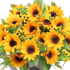 imageAmyHomie Artificial Sunflower Bouquets2 Bunches Fake Wildflowers for Baby Shower Home Wedding Spring Decor Bride Holding FlowersDIY Garden Craft Art Decor