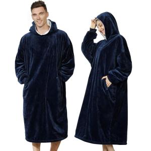 imageAmyHomie Blanket SweatshirtOversized Sherpa Hooded Blanket HoodieFleecehug Hoodie Wearable Blanket for Women Men KidsBlue