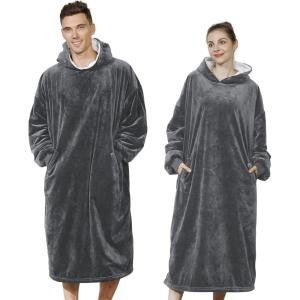 imageAmyHomie Blanket SweatshirtOversized Sherpa Hooded Blanket HoodieFleecehug Hoodie Wearable Blanket for Women Men KidsDark Grey