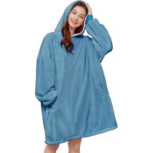 imageAmyHomie Blanket SweatshirtOversized Sherpa Hooded Blanket HoodieFleecehug Hoodie Wearable Blanket for Women Men KidsGrey Blue