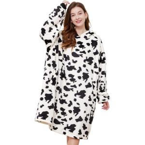 imageAmyHomie Blanket SweatshirtOversized Sherpa Hooded Blanket HoodieFleecehug Hoodie Wearable Blanket for Women Men KidsMilk Cow