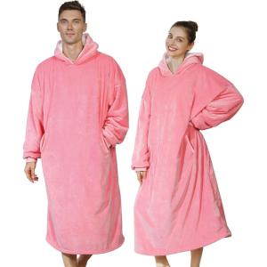 imageAmyHomie Blanket SweatshirtOversized Sherpa Hooded Blanket HoodieFleecehug Hoodie Wearable Blanket for Women Men KidsPink