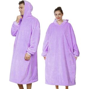 imageAmyHomie Blanket SweatshirtOversized Sherpa Hooded Blanket HoodieFleecehug Hoodie Wearable Blanket for Women Men KidsPurple