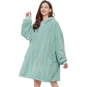 imageAmyHomie Blanket SweatshirtOversized Sherpa Hooded Blanket HoodieFleecehug Hoodie Wearable Blanket for Women Men KidsSage Green