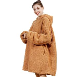 imageAmyHomie Blanket SweatshirtOversized Sherpa Hooded Blanket HoodieFleecehug Hoodie Wearable Blanket for Women Men KidsSherpa Khaki