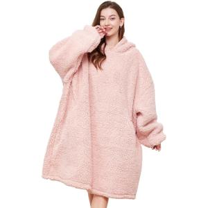 imageAmyHomie Blanket SweatshirtOversized Sherpa Hooded Blanket HoodieFleecehug Hoodie Wearable Blanket for Women Men KidsSherpa Light Pink