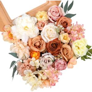 imageAmyHomie Blush Champagne Artificial Flowers Combo Silk Mix Peony Rose Fake Flowers wStem for DIY Wedding Bouquets Centerpieces Arrangements Table Fall Decor Party Bridal Baby Shower Home DecorationsChampagne