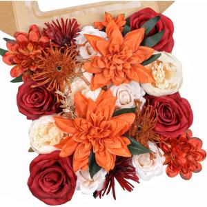 imageAmyHomie Blush Champagne Artificial Flowers Combo Silk Mix Peony Rose Fake Flowers wStem for DIY Wedding Bouquets Centerpieces Arrangements Table Fall Decor Party Bridal Baby Shower Home DecorationsBurnt Orange