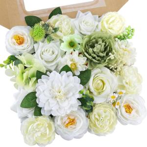 imageAmyHomie Blush Champagne Artificial Flowers Combo Silk Mix Peony Rose Fake Flowers wStem for DIY Wedding Bouquets Centerpieces Arrangements Table Fall Decor Party Bridal Baby Shower Home DecorationsGreen White